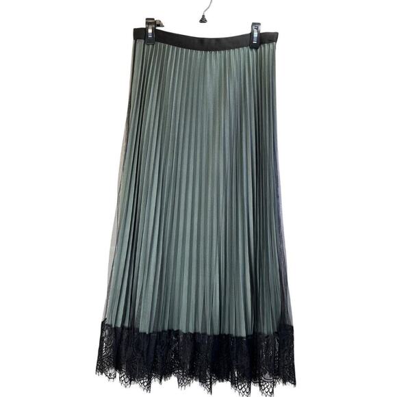 Shein L Pull-On Skirt Pale Sage Green Sheer Black Cover Whimsy Goth Feminine - Picture 1 of 8